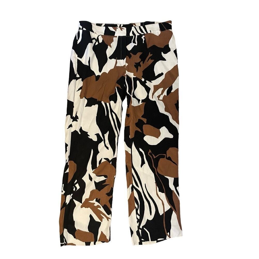Chico’s NEW 2.5R Straight Leg Pants Abstract Multicolor Linen Blend Womens 14R